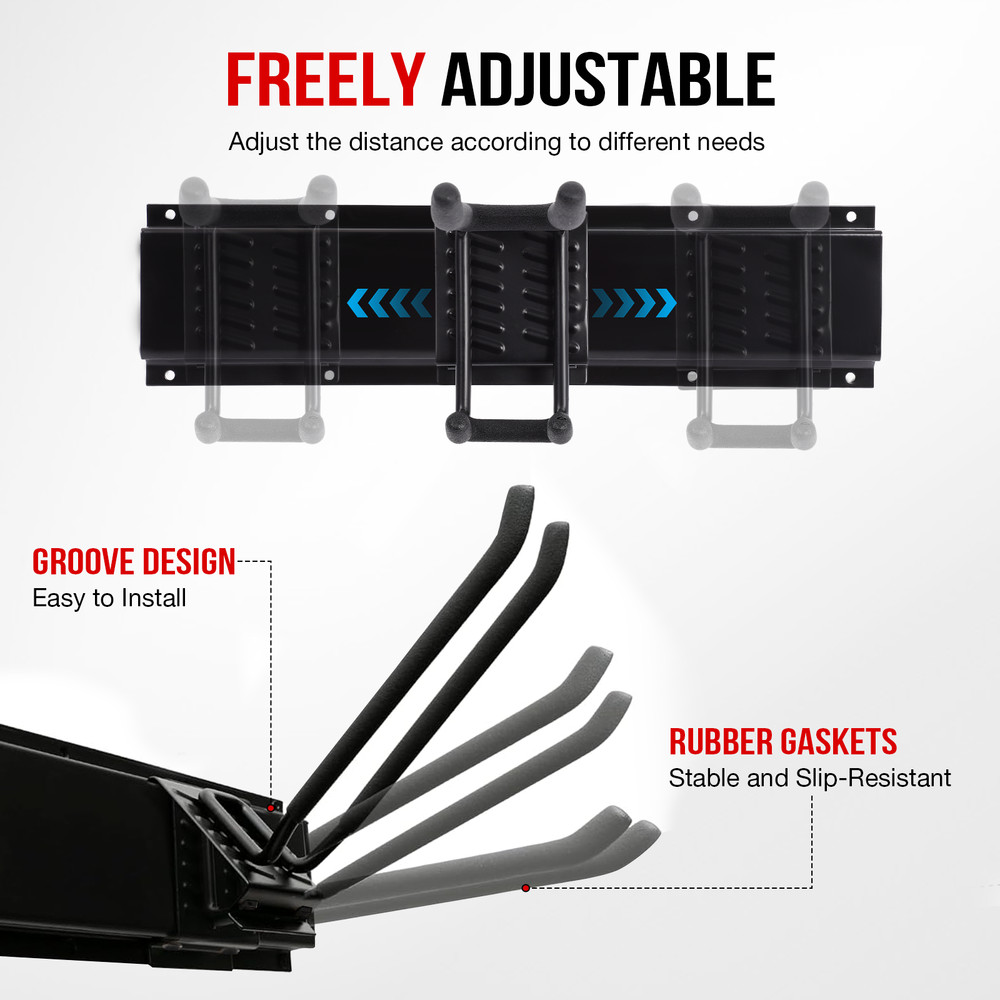 Garage Tool Organizer Wall Mount（6 Rails & 13 Multi-Type Hooks）