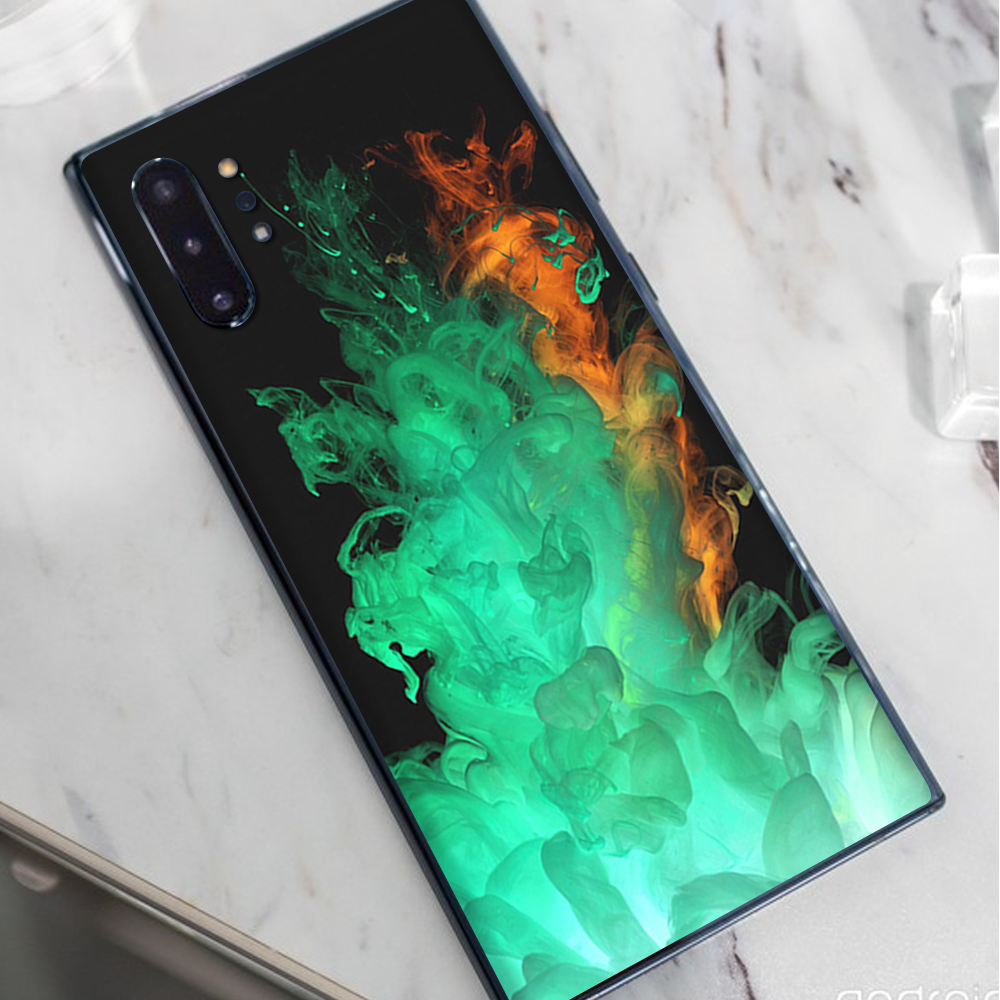 Skins Decal Wrap for Samsung Note 10 Plus Orange Green Smoke