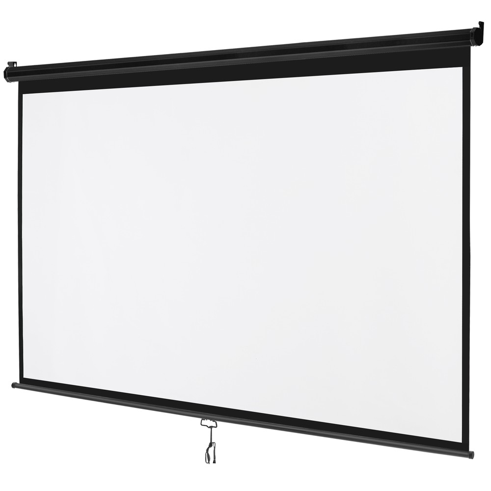 Projector Screen 100" Diagonal Projection Screen Manual Pull Down 16:10 HD Black