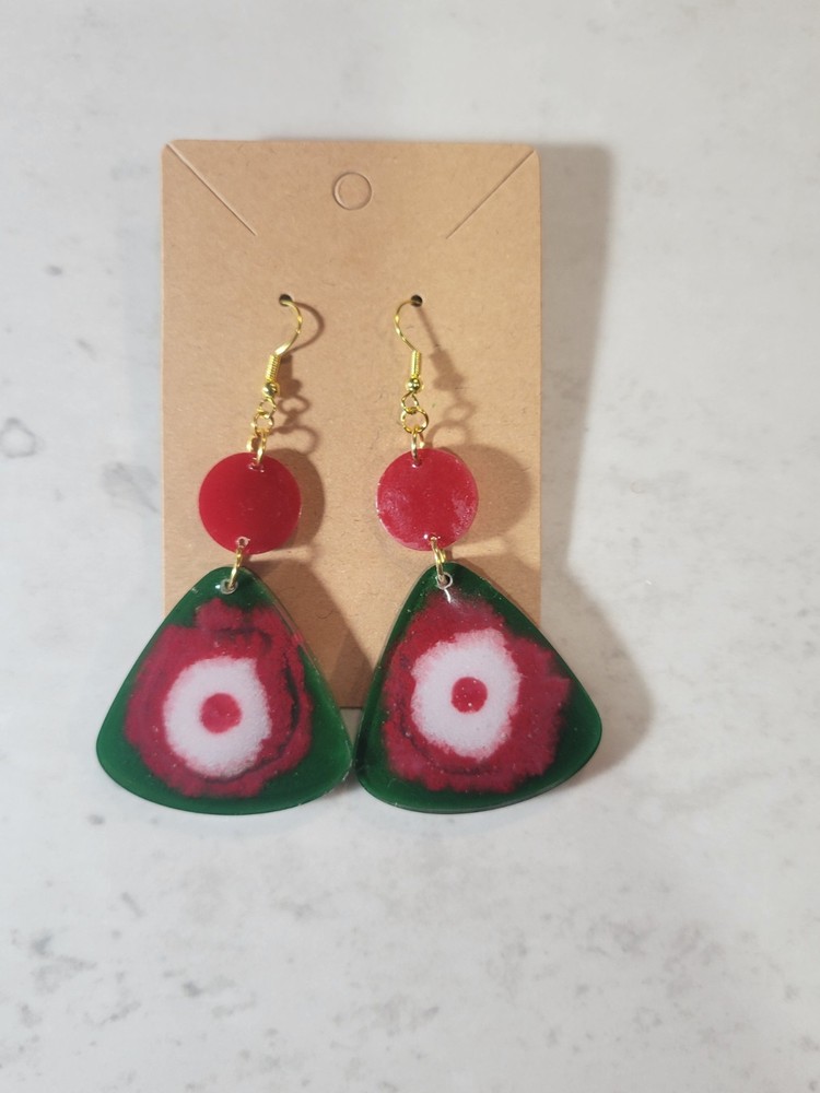 Christmas Emerald And Ruby Bloom Statement Resin Earrings For Women