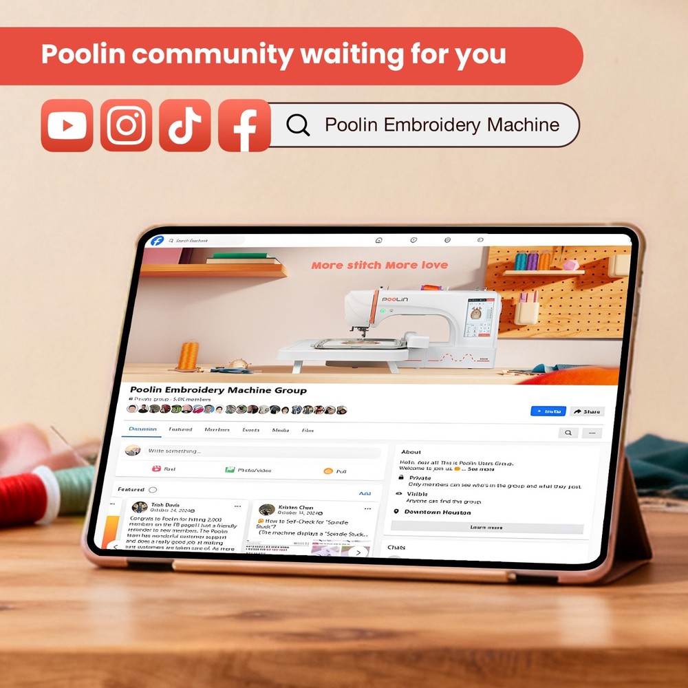 POOLIN EOC05RE(2in1) Sewing and Embroidery Machine Computerized With SOFTWARE.