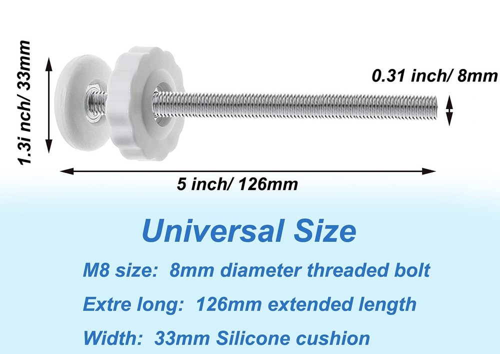 4Pcs Universal Baby Gate Threaded Spindle Rod, M8 Medium (12cm x 20cm), White