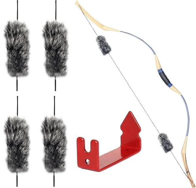 SOPOGER Archery Bow String Silencers - 2 Pair Rabbit Fur String Dampener & St...