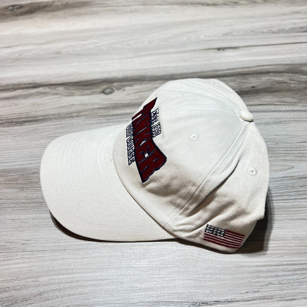 Vintage Tinker Golf Course Strap Back Hat Cap Beige Embroidered Golfing EUC