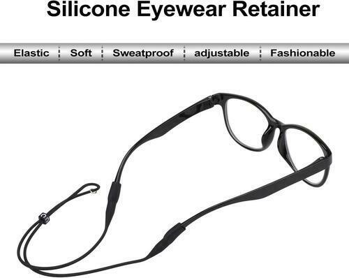 2 pack Black Glasses Strap Sunglass Eyeglass Lanyard Holder Flex Silicone Adjust