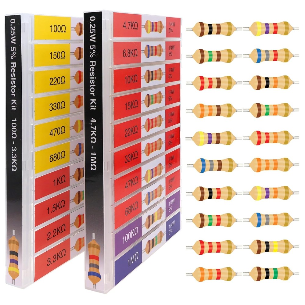 EEEEE 100 Ohm - 1M Ohm with 5% Carbon Resistor Assortment Kit and Electrical Ind
