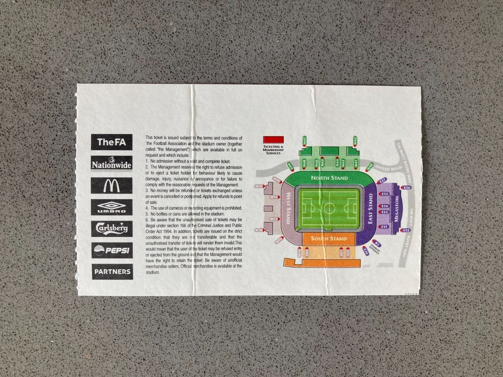 England v Liechtenstein 2003 Match Ticket