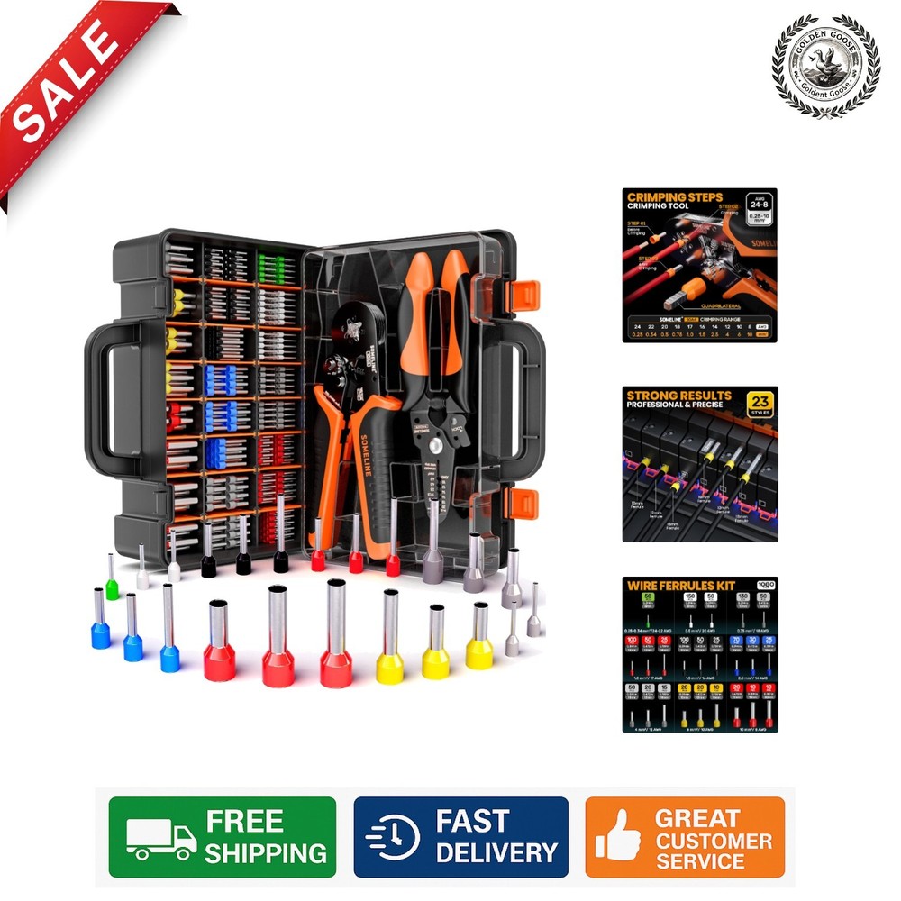 Professional Ferrule Crimping Tool Set - 23 Wire Sizes & Dual Functionality