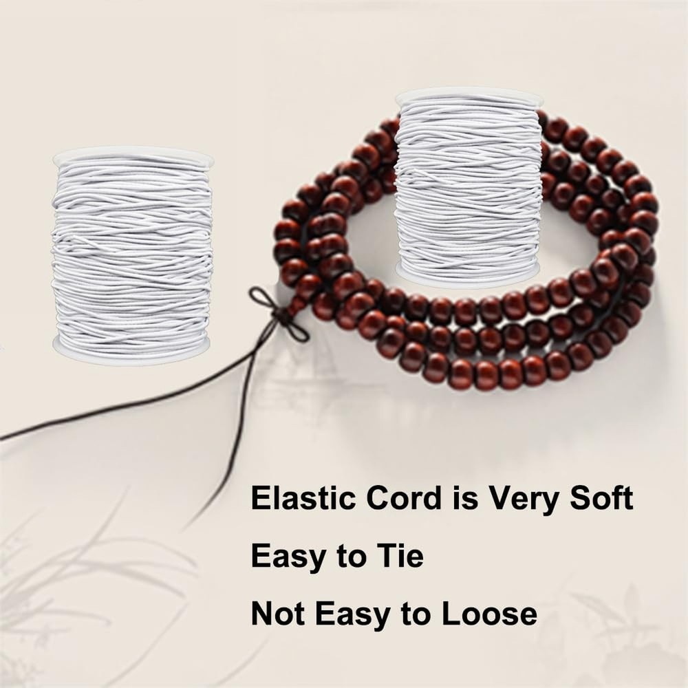 Stretchy String for Bracelets, 2 Rolls 1 mm Sturdy Elastic String Elastic Cor...