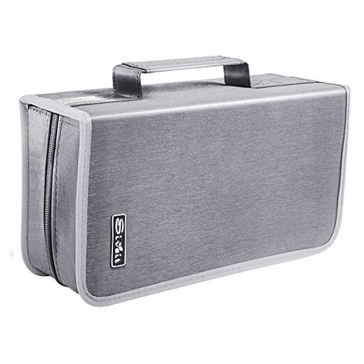 CD Case DVD Storage Holder, CD/DVD Case Wallet 128 Capacity Black binder Silver