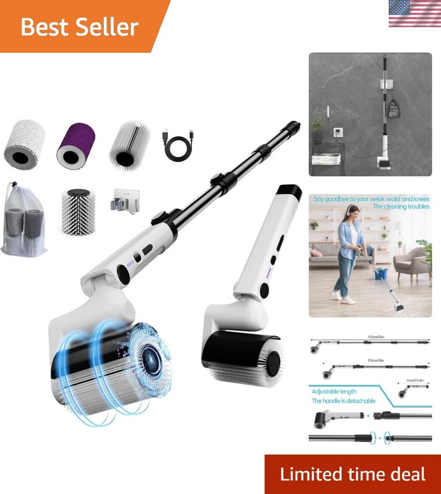 Multi-Surface Cordless Scrubber - Waterproof Spin Brush with Telescopic Pole