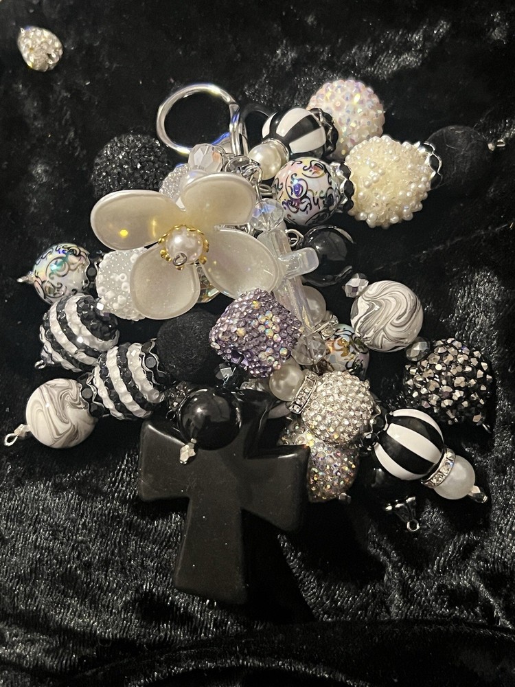 Black and White Cross Charm