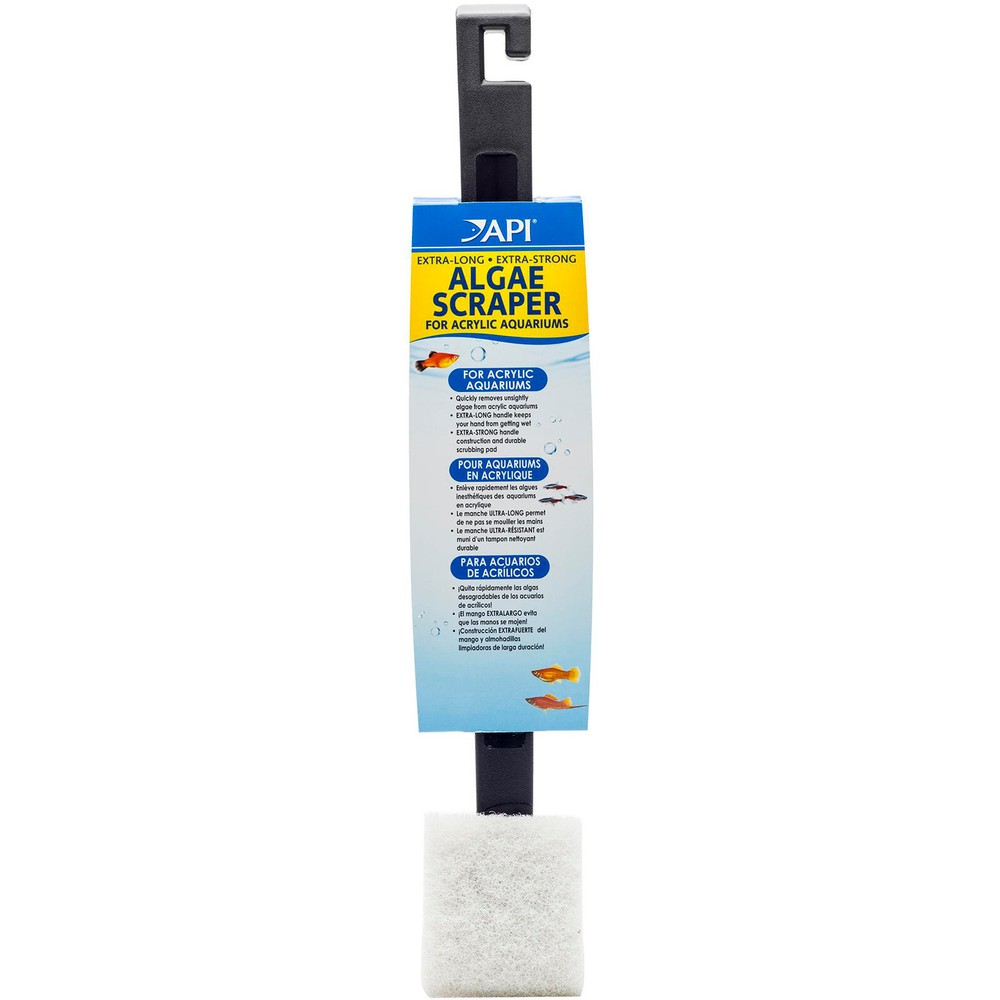 API Algae Scraper For Acrylic Aquariums with Durable 18 Inch Long Handle