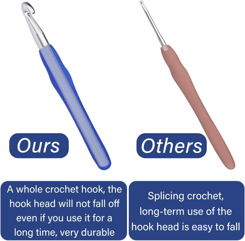 9 Mm Crochet Hook, Ergonomic Handle for Arthritic Hands, Extra Long Knitting Nee