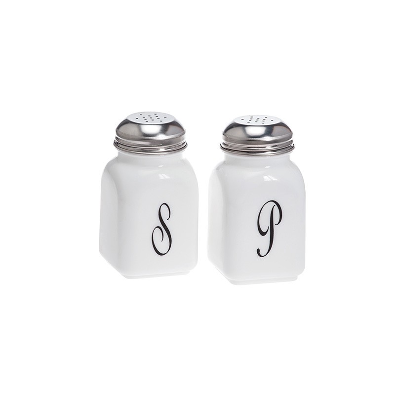 Mosser Glass Monogram Salt & Pepper Set Milk White