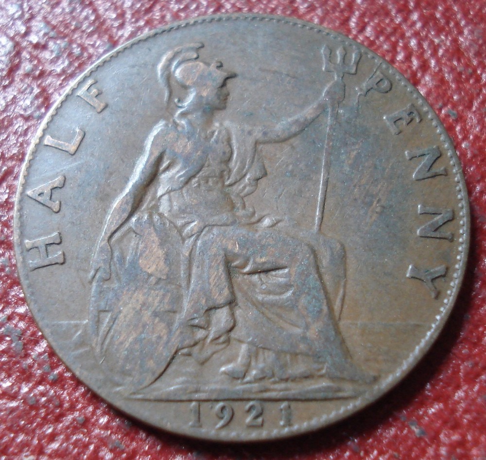 1921 BRITISH HALF PENNY IN VG CONDITION
