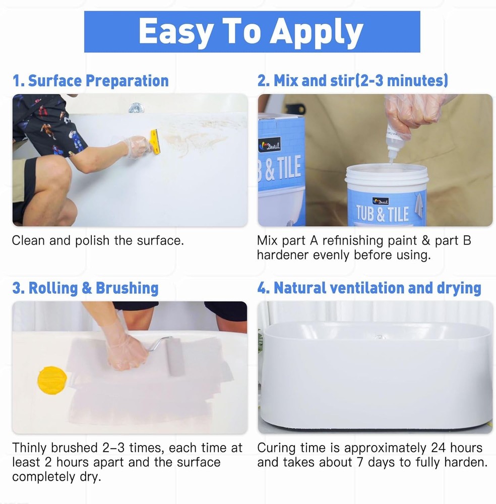 Bathtub Tile Paint 16.5 fl oz, water-based formula, low odour