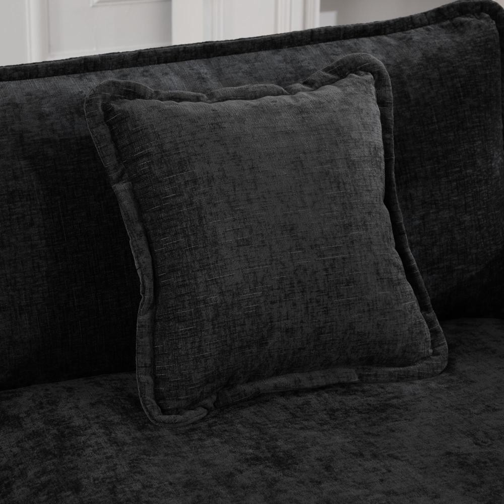 Modern Double Layer Chenille Loveseat w/ Comfortable Cushion Back, Black