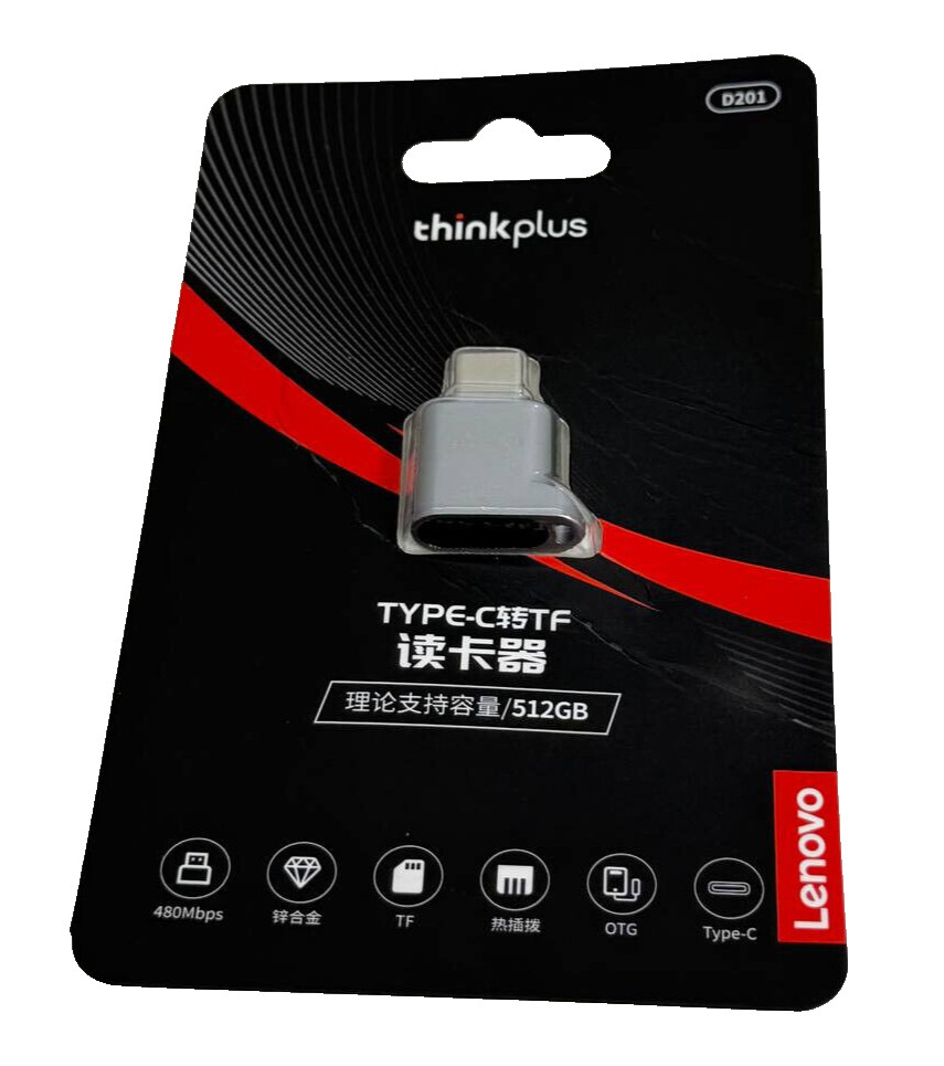 Lenovo Type C Card Reader USB-C TF Micro SD Reader New Sealed