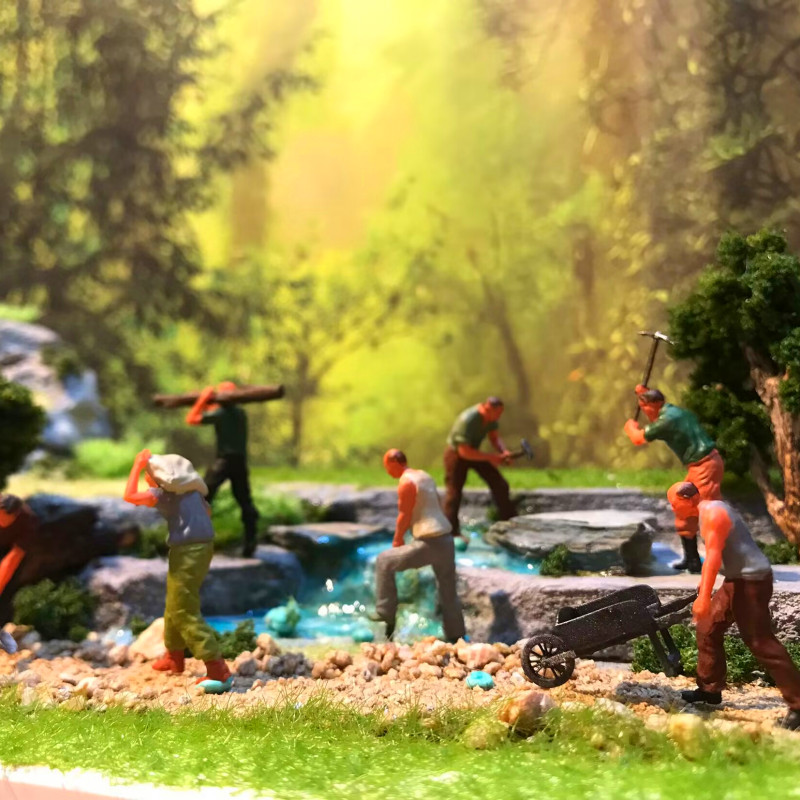 1/64 Scale miner migrant worker railway worker engineer 8 Soliders Model