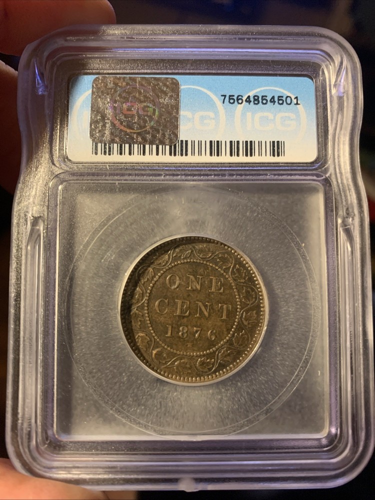 1876-H CANADA LARGE CENT ~ ICG AU50