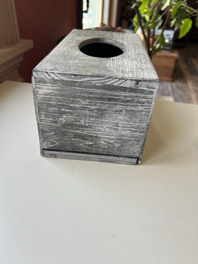 Rustic Textured Wooden Rectangular Tissue Box Holder