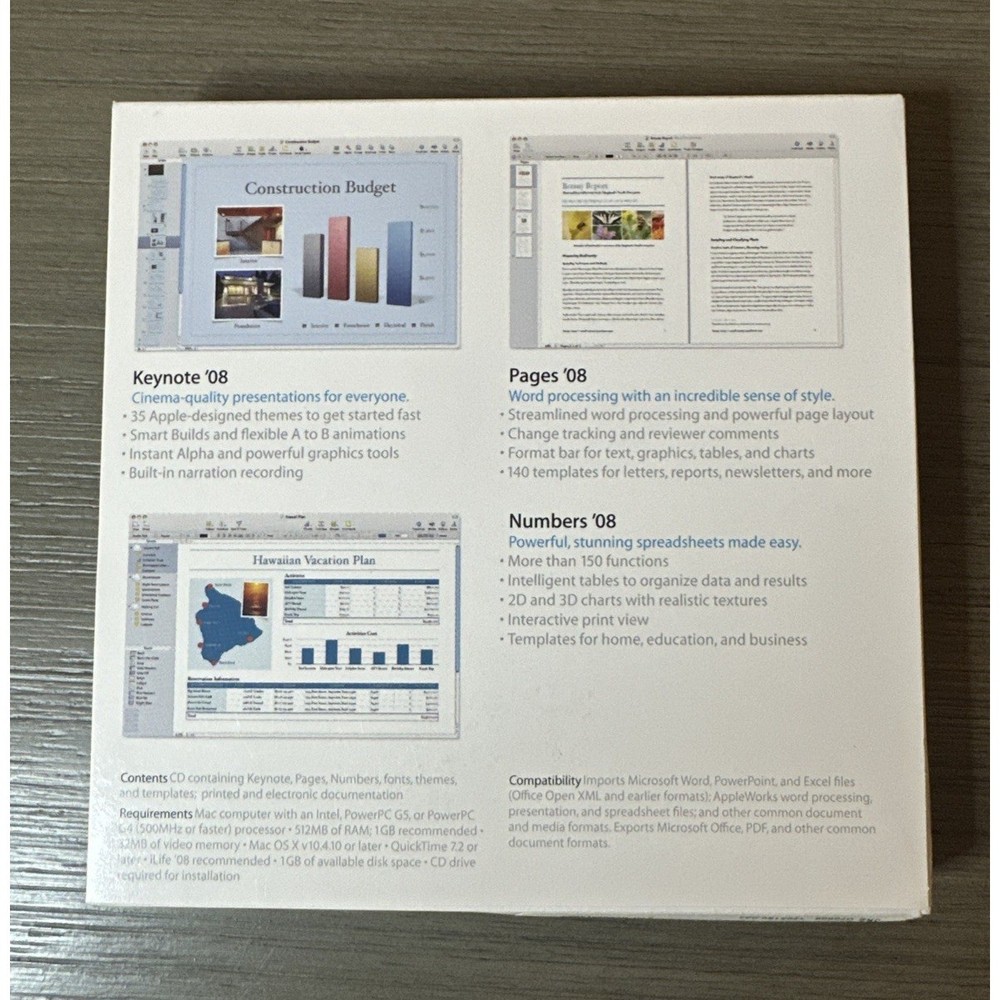 Apple iWork '08 Retail Mac Suite Apps Software UnSealed