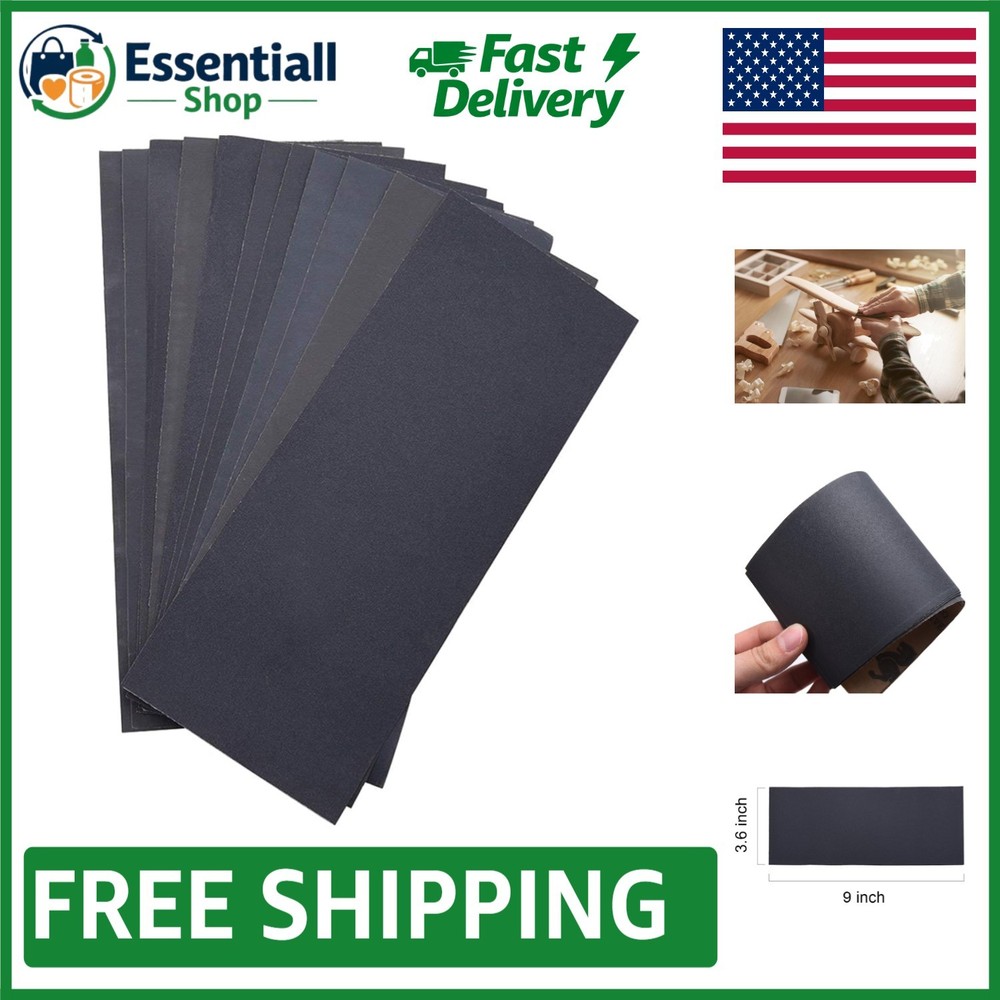 Silicone Carbide Sandpaper Sheets - Assorted Grits 400-1500, 12 Pack