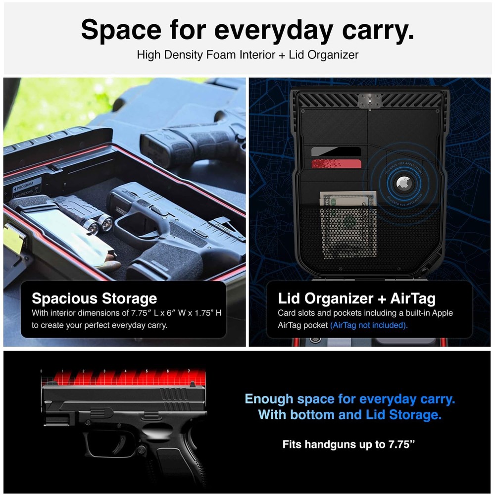 Lightweight Rugged Lockbox - TSA Compliant Touch Activated Safe