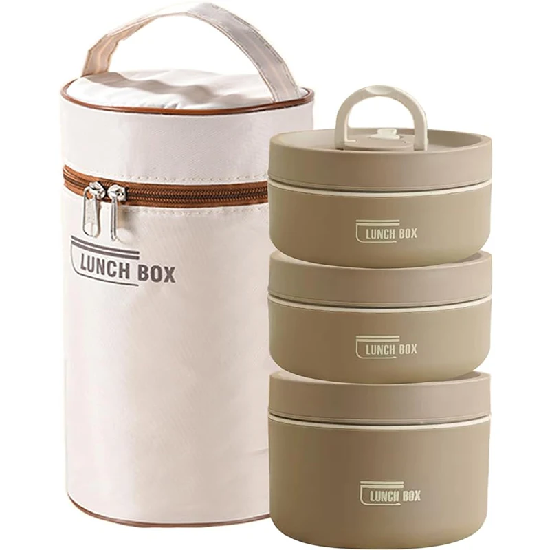 Portable Insulated Lunch Container Set - Stackable Thermal Boxes for Adults & Ki