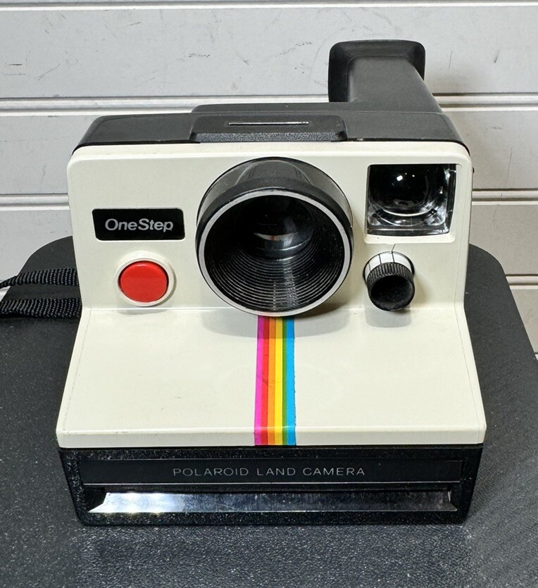 Vintage Polaroid One Step Rainbow Instant Land Camera With Strap UNTested