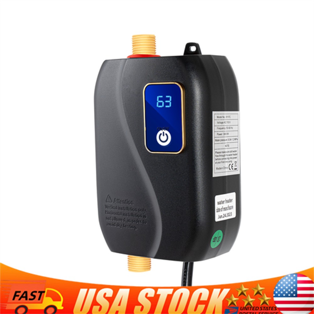 Electric Tankless Water Heater Instant Hot Shower Kitchen Heater 110V 3000W