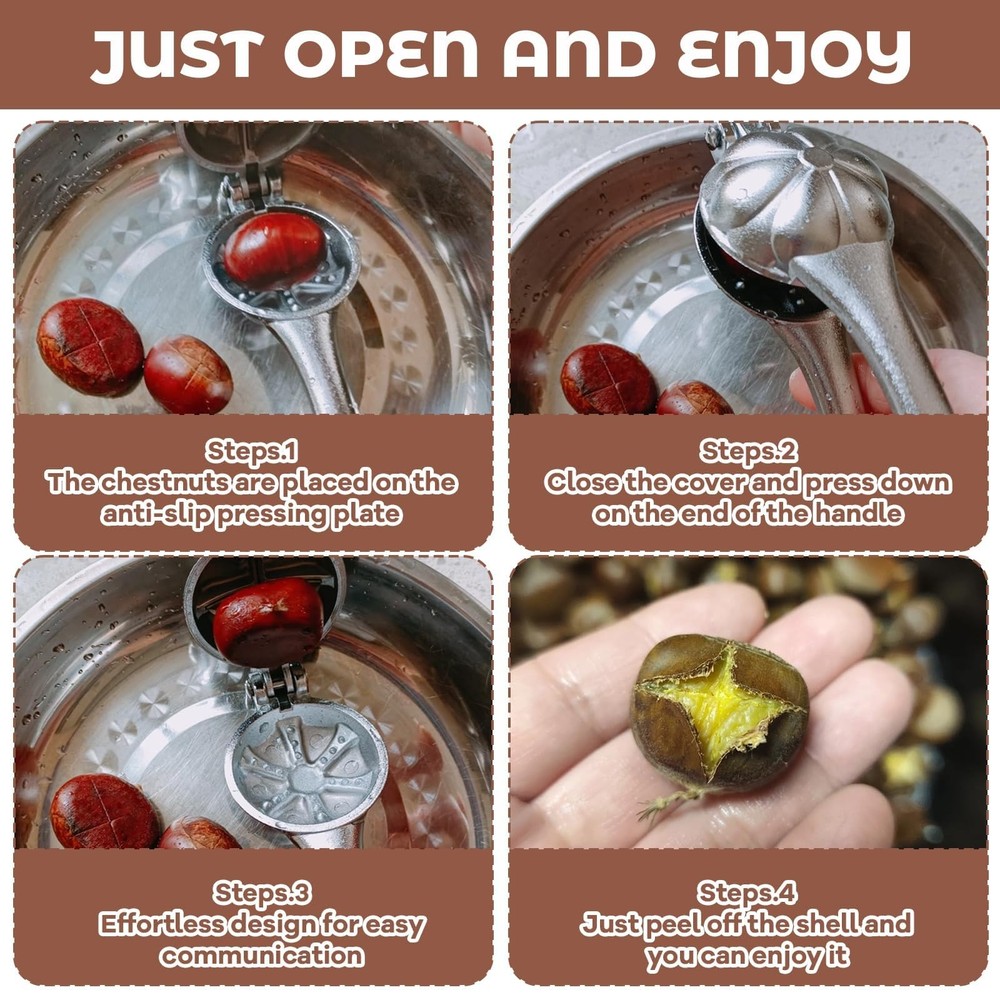 4-Piece Chestnut Cutter, Nut Cracking Set with Cutter medium, whit