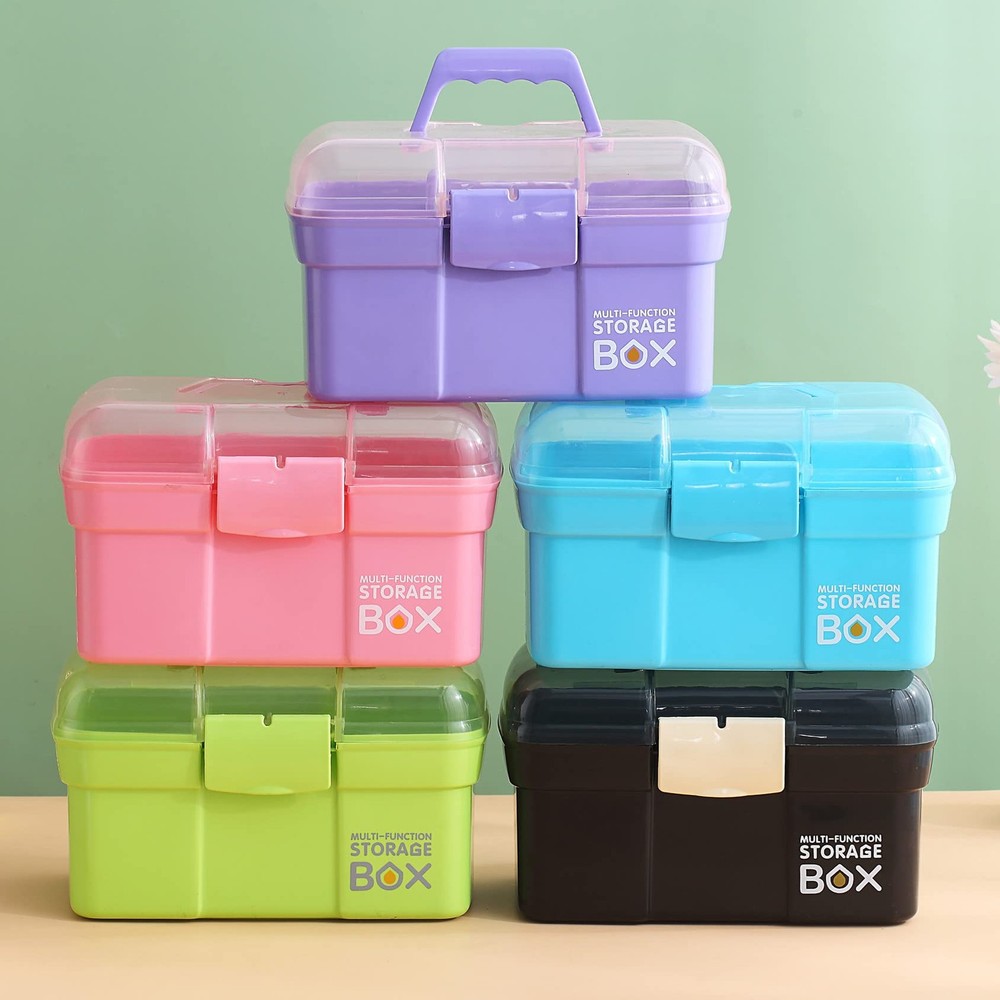 11'' Plastic Organizer with Removable Tray, Sewing Organizer (Purple)