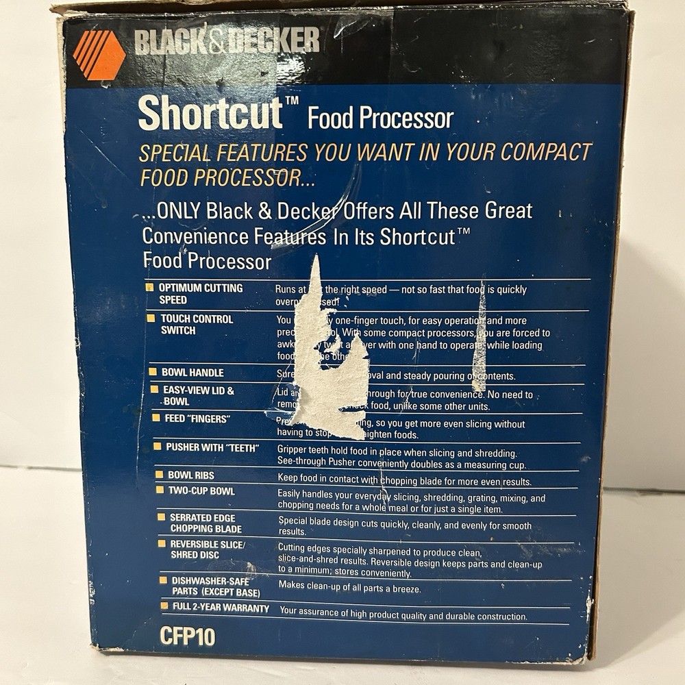 Vintage Black & Decker Shortcut CFP10 Food Processor Tested Working w/ Box