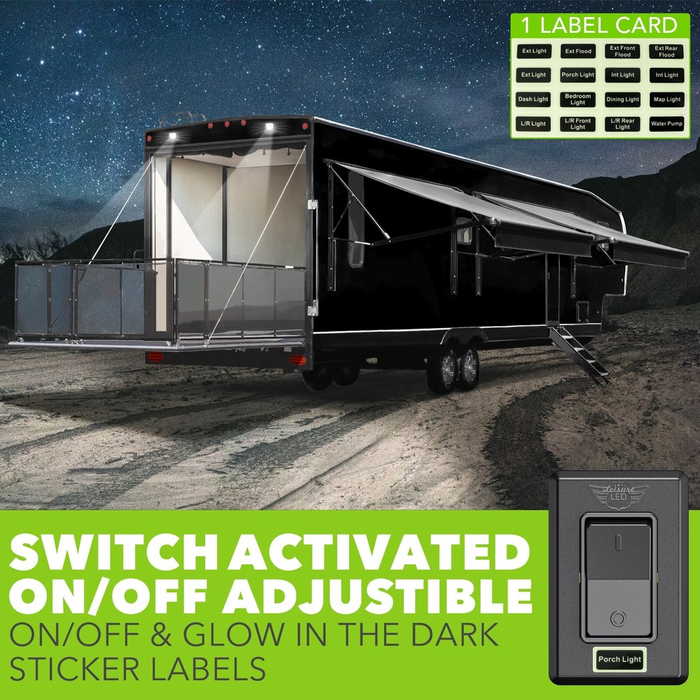 Single 1 Gang On-OFF 12V Black Light Switch - RV Camper Trailer Marine Boat 12 V