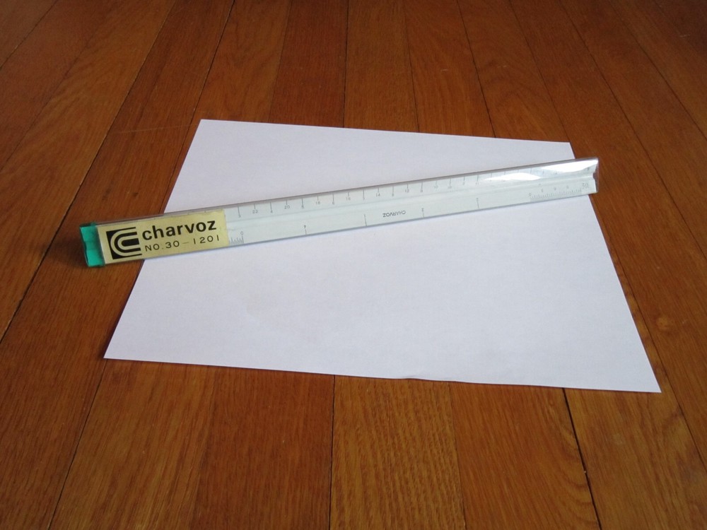 Vtg Charvoz 12" Architect Drafting Ruler 3 Sided Triangular Plastic 30-1201 Case
