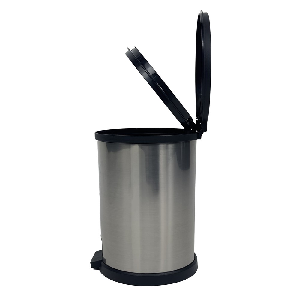 NEW!!1.5 Gallon Trash Can, Plastic Round Step Bathroom Trash Can, Silver
