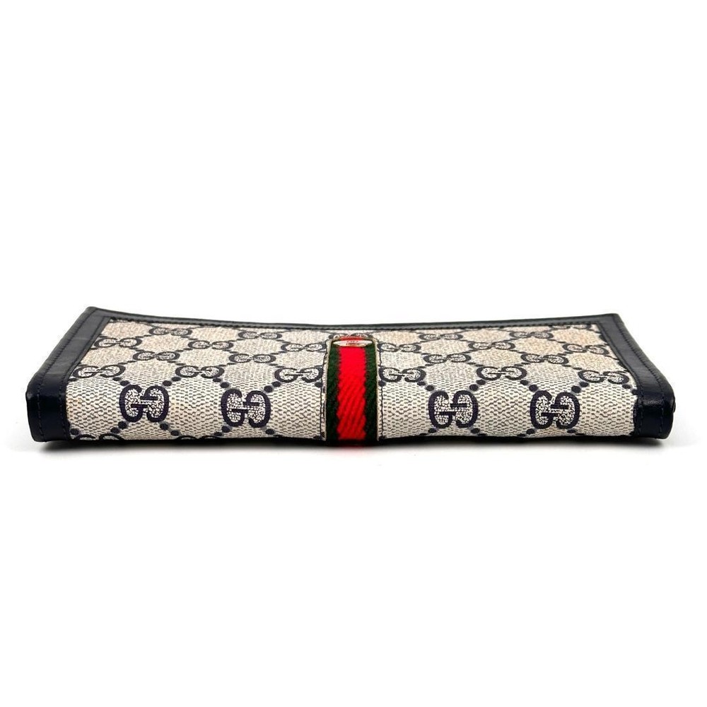Gucci GG Pattern Sherry Line Long Wallet Navy