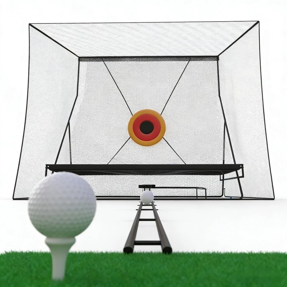 10x8Ft Golf Practice Net w/ Targets, Return Trajectory Swing Training Net Impact