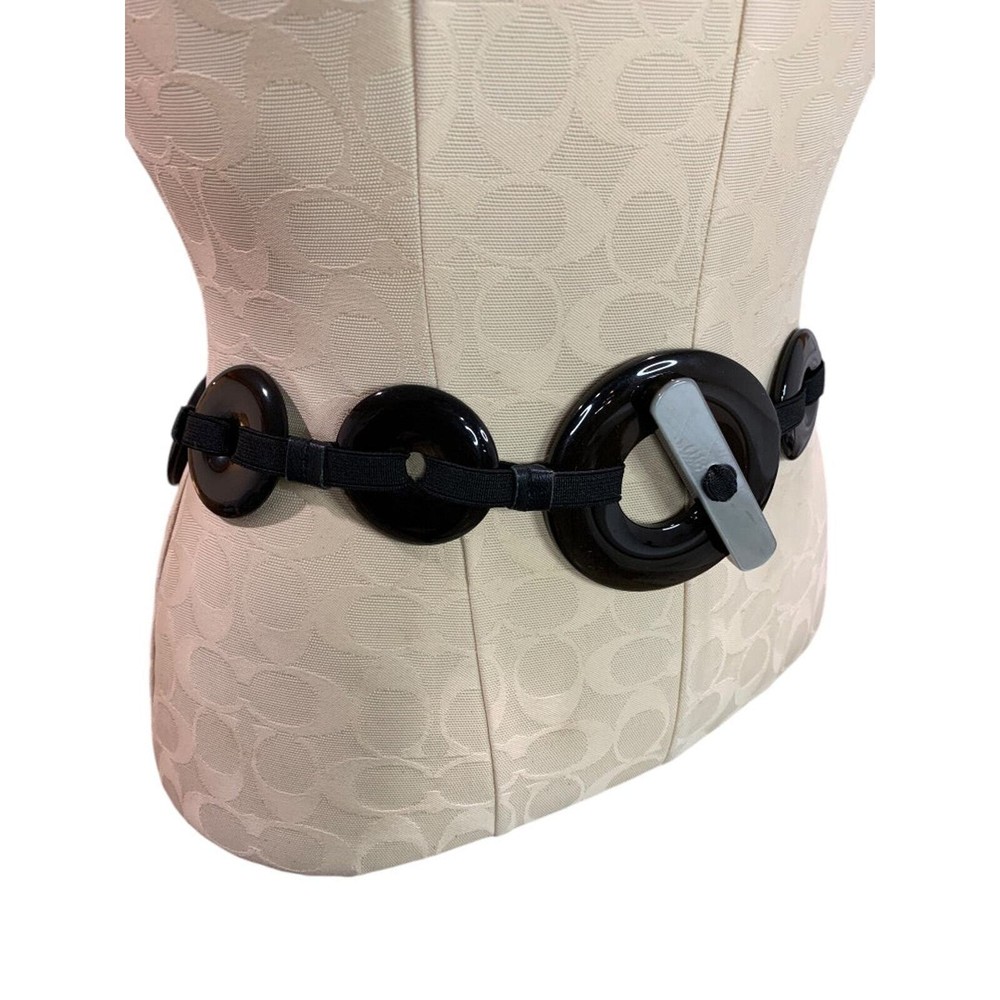 One Size Womens Reversible Statement Belt Stretch Elastic Toggle Clasp