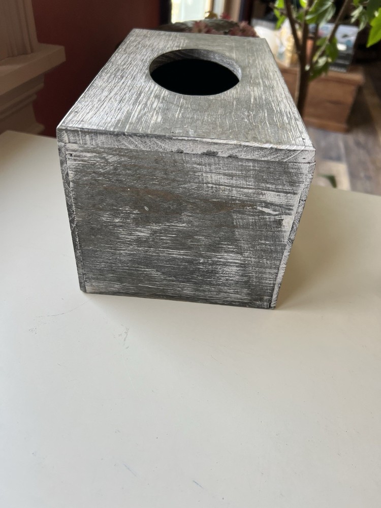 Rustic Textured Wooden Rectangular Tissue Box Holder