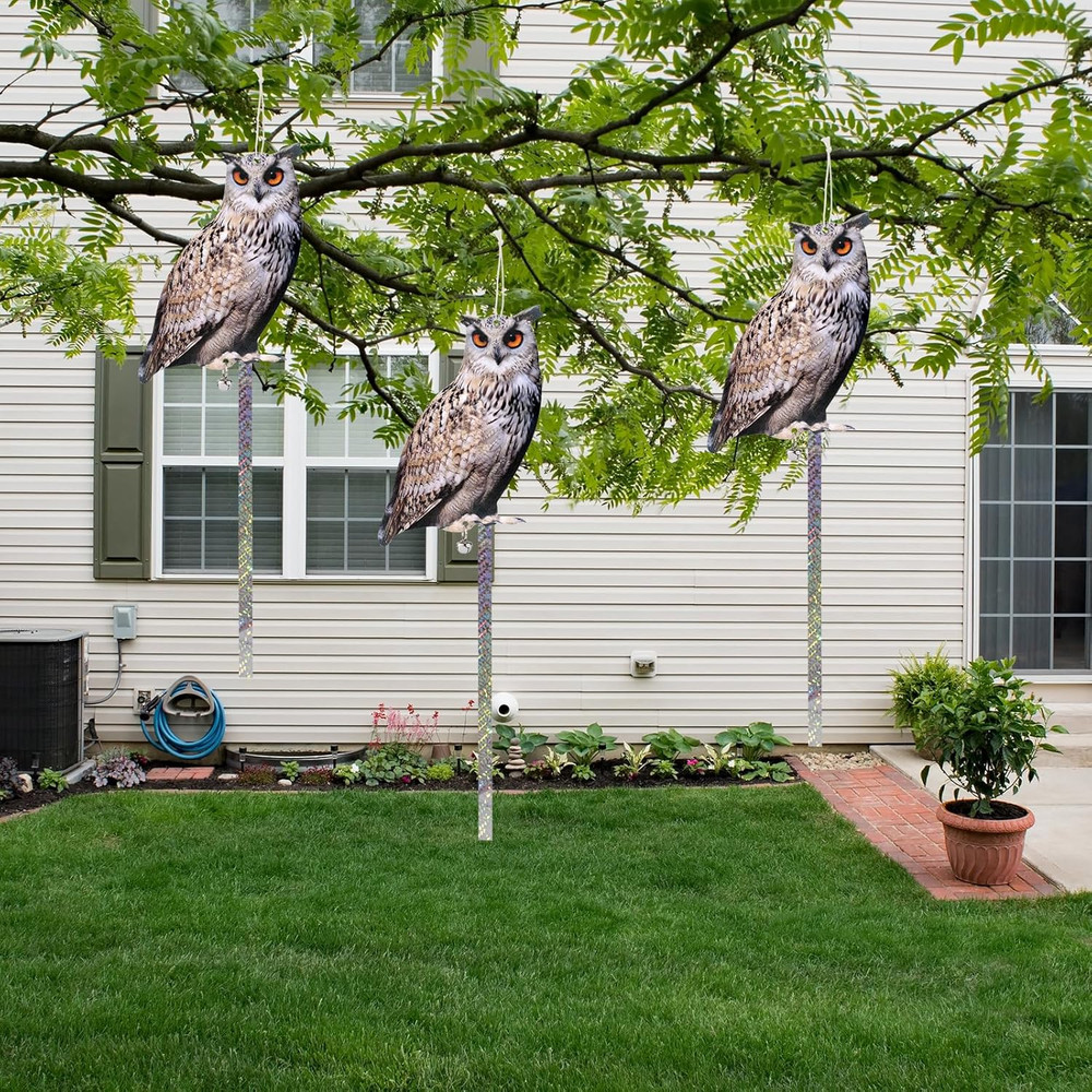 5 Pack Owl Scare Reflective Hanging Owl Decoration, Effective Owl Control Device