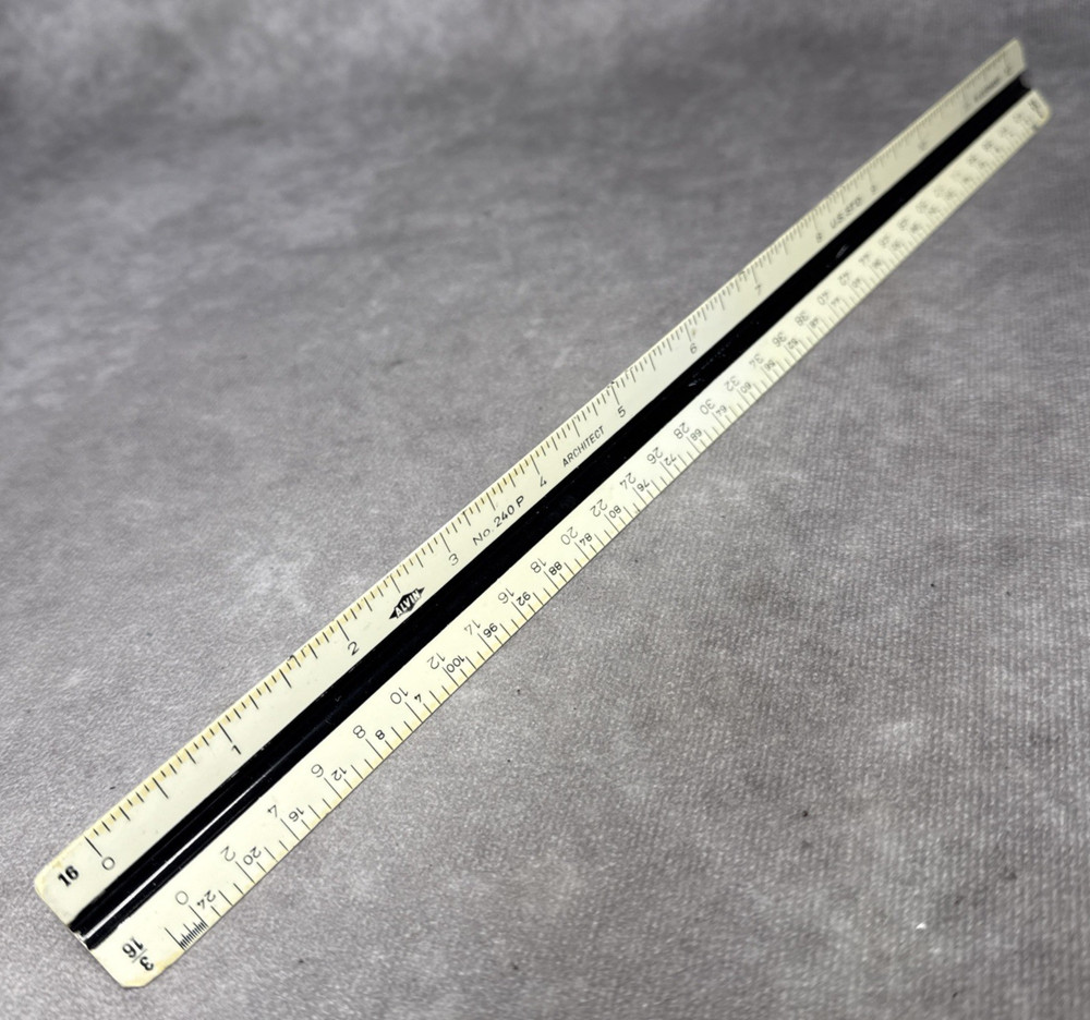 Vtg Alvin No. 240P Architect Triangular Scale Ruler US Std West Germany 12"