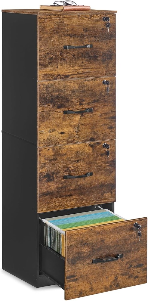 Rustic Brown File Cabinet 4 Drawer Vertical