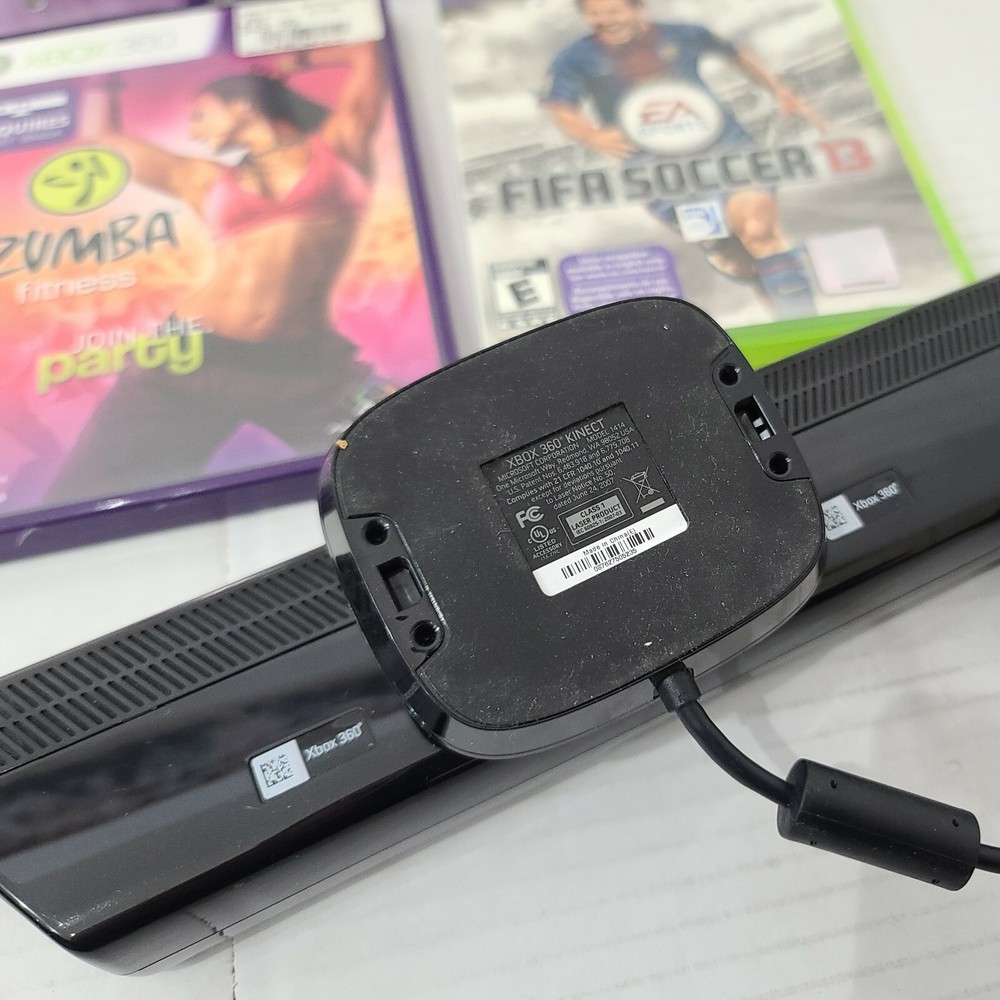 Microsoft 1414 Xbox 360 Kinect Sensor Bar + power cable Bundle + 5 Games TESTED