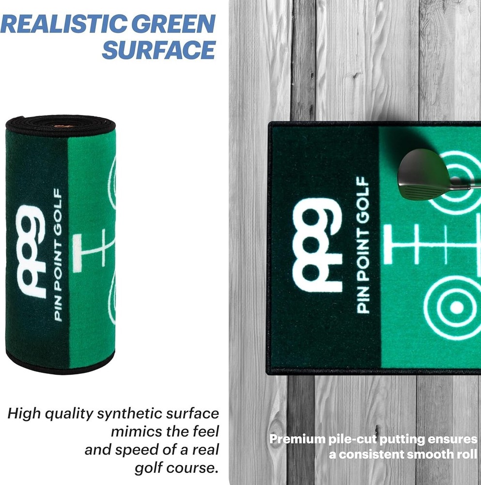 PIN Point Golf: Putting Green Mat with Silicon Speed Training Cup