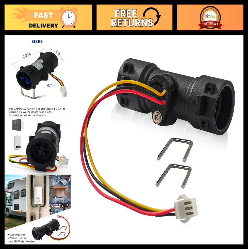 Water Flow Sensor for RV Water Heaters - Replacement Part with Locking Pin, JR-A