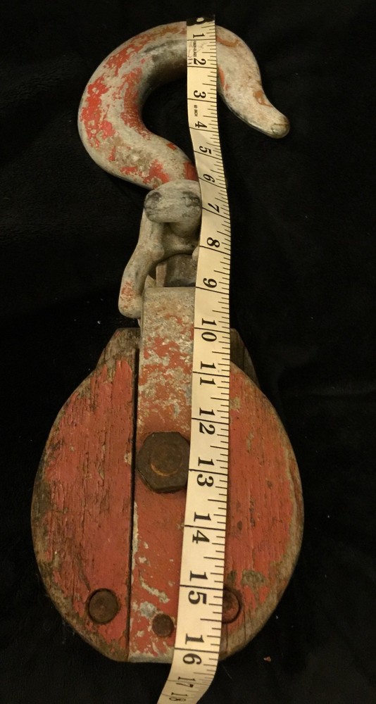 Vintage Snatch Block double pulley hook and swivel. fully functional