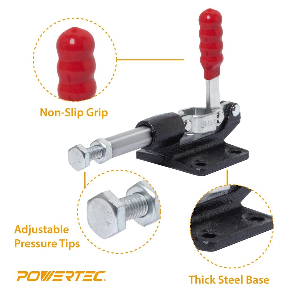 POWERTEC 2PK Push Pull Toggle Clamp, 500lbs Holding Capacity, 305cm, 2pk